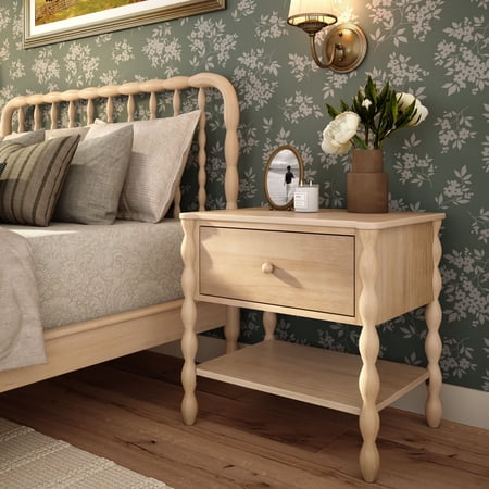 Jenny Lind Nightstand with 1 Drawer and Bottom Shelf, Blonde