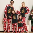thumbnail image 1 of Jenny Matching Family Christmas Pajamas, Gingerbread Christmas Tree Print, Two-piece Set, Festive Red Plaid Holiday Sleepwear, 1 of 7