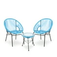 thumbnail image 1 of Chrissy Outdoor Modern 2 Seater Faux Rattan Chat Set, Blue and Black, 1 of 9