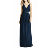 Jenny Packham MIDNIGHT Womens Pleat Bodice Chiffon A-Line Gown, US 16