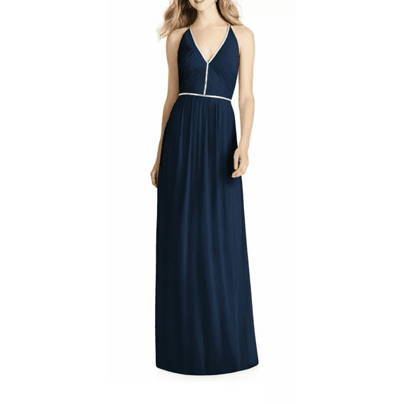 Jenny Packham MIDNIGHT Women's Pleat Bodice Chiffon A-Line Gown, US 16