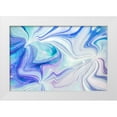 thumbnail image 1 of Jenny Rainbow Fine Art 18x13 White Modern Wood Framed Museum Art Print Titled - Fluid Acrylic Blue Turquoise, 1 of 4