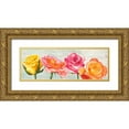 thumbnail image 1 of Jenny, Thomlinson 14x7 Gold Ornate Wood Framed with Double Matting Museum Art Print Titled - Funky Roses, 1 of 4