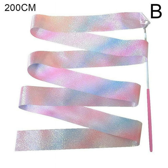 Jenny Watson Dance Ribbons Streamers,2M Flashing Star Rhythmic Gymnastic Ribbon Dance Ribbon Art Gymnastics Ballet Training Streamer Twirling Rod for Kids' Talent Shows and Artistic Dancing T9U3