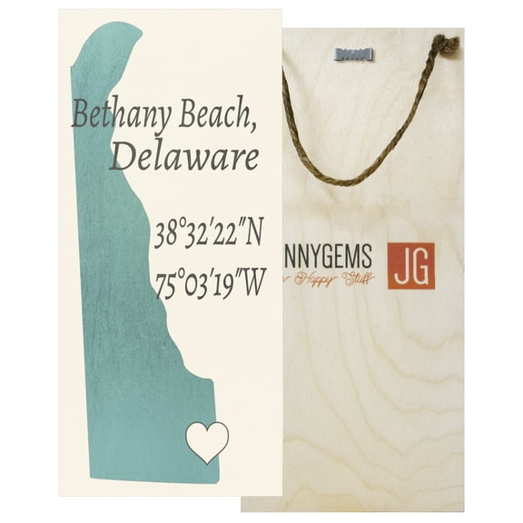 JennyGems Bethany Beach, Delaware Nautical Wood Sign, Made in USA, Home Accent