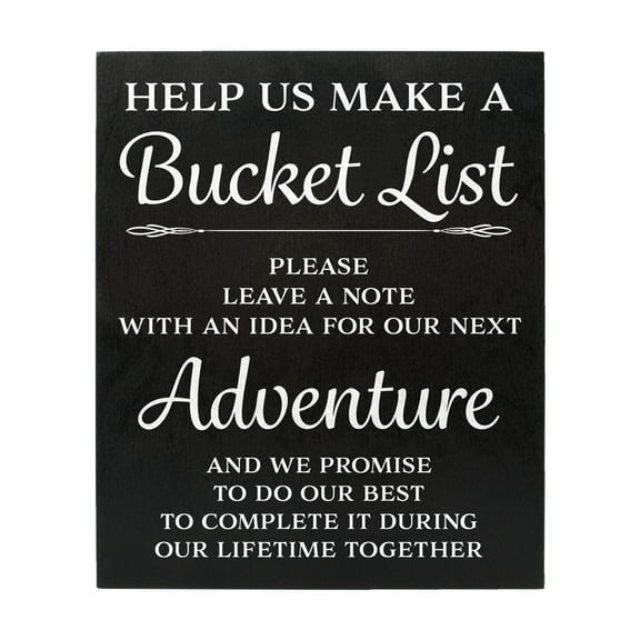 JennyGems Bucket List Wedding Sign, Wedding Decor, Wedding Reception Signs, Wedding Bucket List, Black
