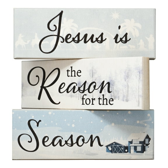 JennyGems Christmas Decor, Jesus Is the Reason for the Season Mini Wood Block Signs, Christmas Decorations, Christmas Gifts, Christmas Nativity