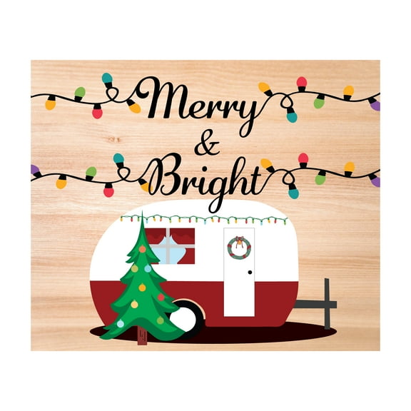 JennyGems Christmas Decor, Merry and Bright Wood Sign, Christmas Camper Decorations, American Made
