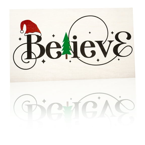 JennyGems Christmas Decorations Christmas Table Decor, Believe Wood Standing and Wall Decor Sign, Holiday Decor for Christmas, Festive Merry Christmas Decor, Tiered Tray Decorations, Holiday Gifts