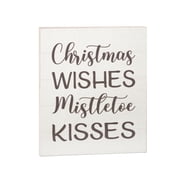 JennyGems Christmas Wishes Mistletoe Kisses, 7.25x6 Inch Wood Sign, Christmas Decorations, Cute Christmas Decor, Holiday Decor, Winter Decor, Christmas Gifts, American Made