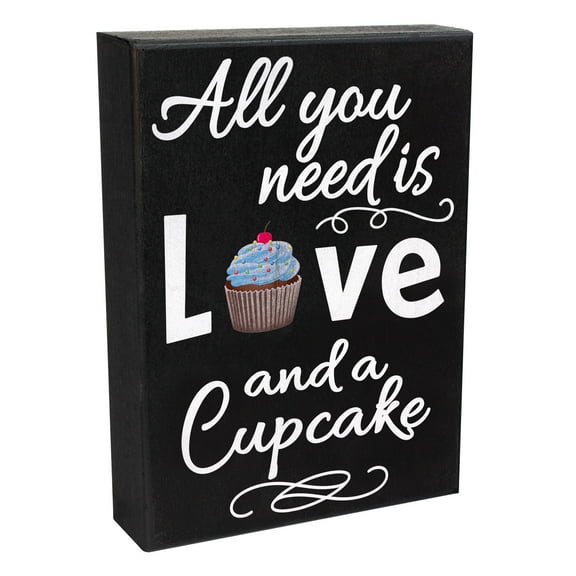 JennyGems Cupcake Kitchen Decor, Cupcake Gifts Cupcake Decor, All You Need Is Love and a Cupcake, 6x8 Inch Wood Sign, Bakery Signs Dessert Shop, Cupcake Themed Decorations, Gift for Foodies