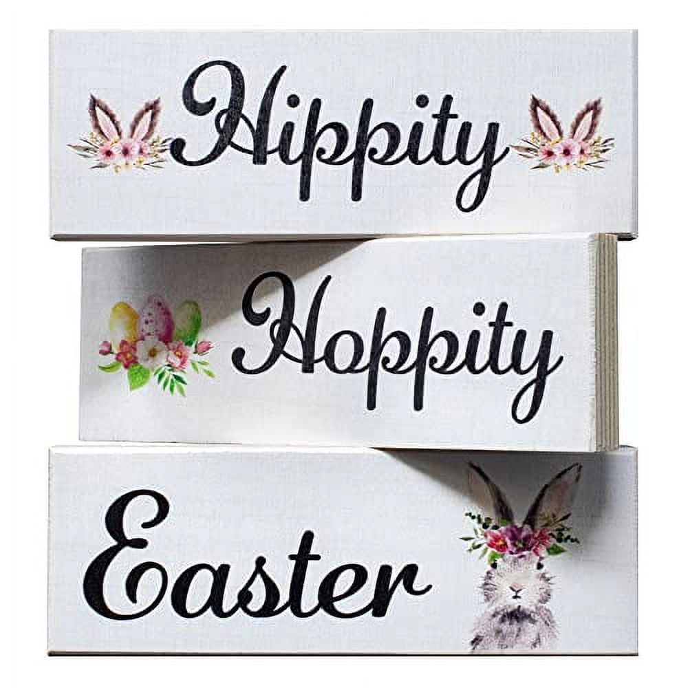 Jennygems Rustic Easter Bunny Blocks - Seasonal Indoor Farmhouse Decorations for Tray, Wreath, Tabletop Decor