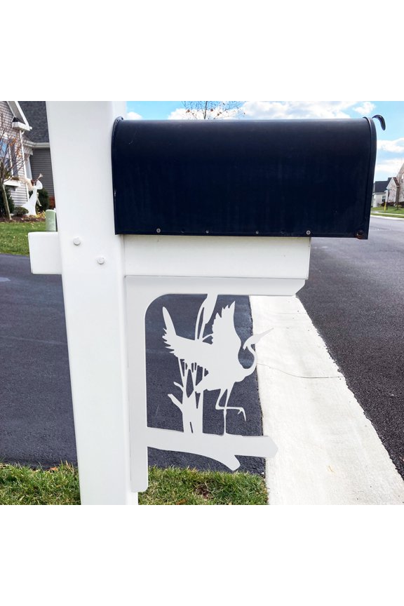 Egret Heron 21" Height PVC Weather-Resistant Mailbox Bracket, White