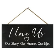 JennyGems Family Wall Decor, I Love Us Our Story Our Home Our Life Wooden Sign, Farmhouse Wall Art, Wedding Gifts, Made in USA