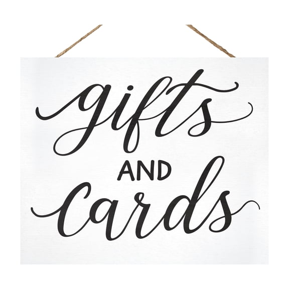 JennyGems Gifts and Cards Sign, Wedding Signs, Wedding Decor, Party Signs, 12x10 in Hanging Wall, Birthday, Engagement, Bridal Shower Party Decor (White)