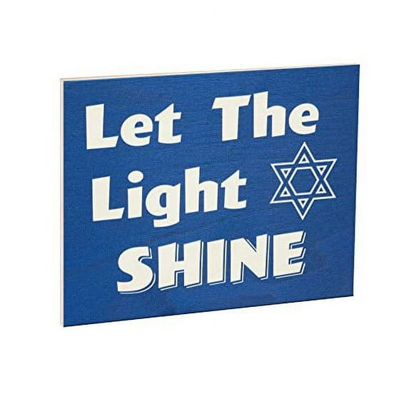 JennyGems Hanukkah Decorations Indoor, Chanukah Decorations Hanukkah Party Decorations, Star Of David, Hanukkah Gifts, 7.25x6 Inch Wood Sign, Let the Light Shine