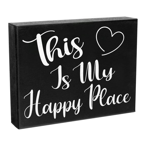 JennyGems This is my Happy Place Gift Sign Plaque, 8x6 Inch Wood Wall Art, Housewarming Gifts, Birthday Gifts for Women, Inspirational Farmhouse Home Decor for Kitchen, Living Room, Bedroom