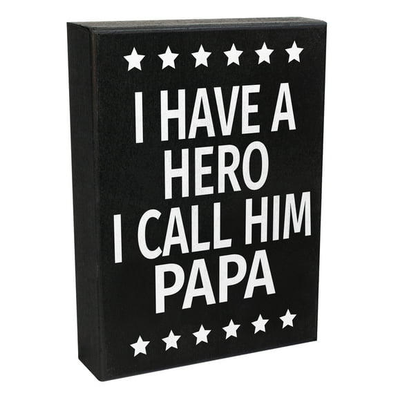 JennyGems I Have a Hero I Call Him Papa Sign, Papa Gifts From Grandkids, 6x8 Inch Wood Sign, Gifts for Papa, Papa Decor, Papa Birthday Gifts, Made in USA