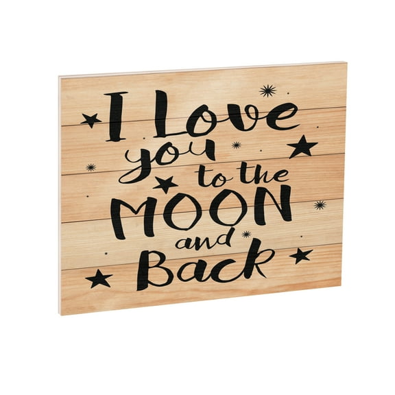 JennyGems I Love You To the Moon and Back Wooden Sign, Home Decor for Anniversary, Gifts for Girlfriend Wife, Farmhouse Wall Art, Made in USA