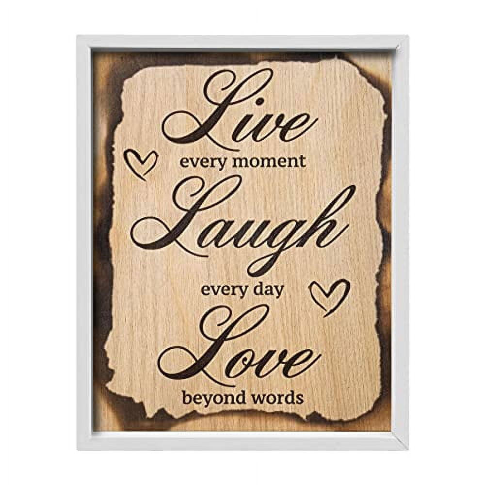 JennyGems Inspirational Quotes, Live Laugh Love, 16x20 Framed Wood Sign