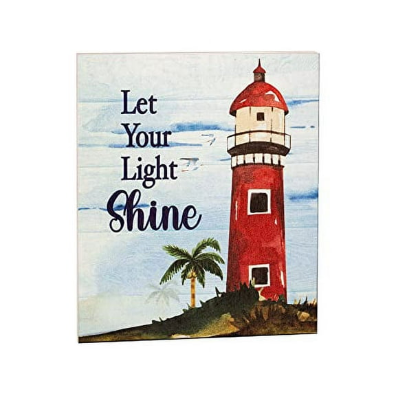 JennyGems Lighthouse Decor, Beach House Signs, Bathroom Wall Decor, Lighthouse Decorations Inspirational Gifts, Bible Verse Religious Quotes, Beach Signs Coastal Farmhouse Decor (Let Your Light Shine)