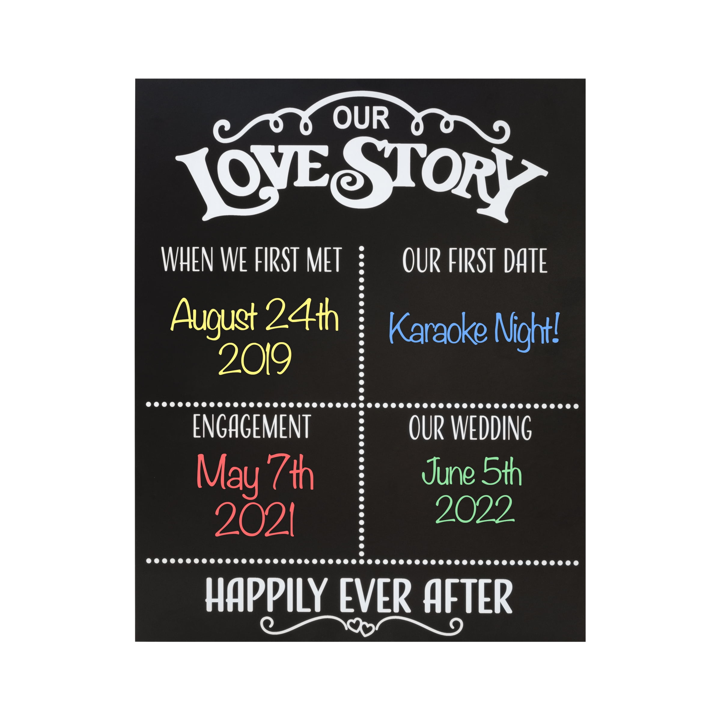 JennyGems Our Love Story Personalized Wedding Sign Chalkboard, Wedding Decor, Couples Gifts, Bridal Shower Gift, Engagement Gifts for Couples, Love Wall Decor, Mr and Mrs Gifts, Save The Date Props