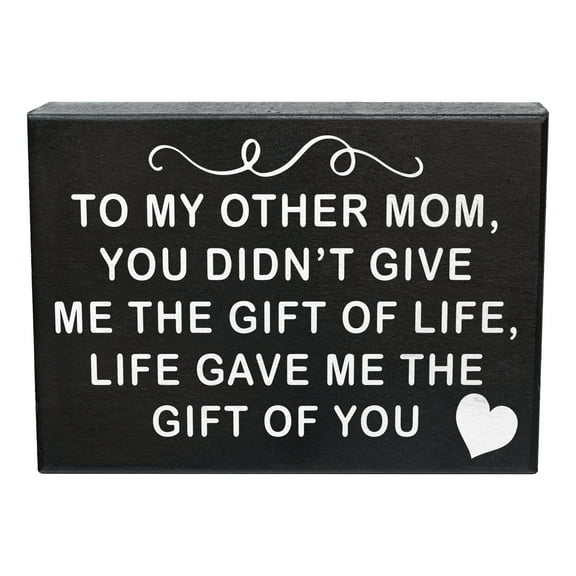 To My Other Mom Sign – Life Gave Me the Gift of You – Rustic Wooden Box Sign Gift for Stepmom, Bonus Mom, Second Mom – Mother’s Day Decor