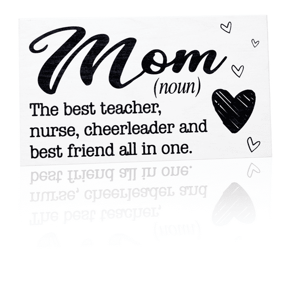 JennyGems Mom is My Best Friend Wooden Sign, Mother Definition Gifts and Decor, Made in USA