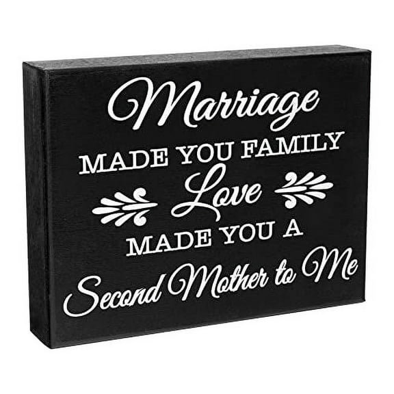 JennyGems Mother in Law Gift From Daughter in Law, Marriage Made You a Second Mom Wooden Sign, Made in USA