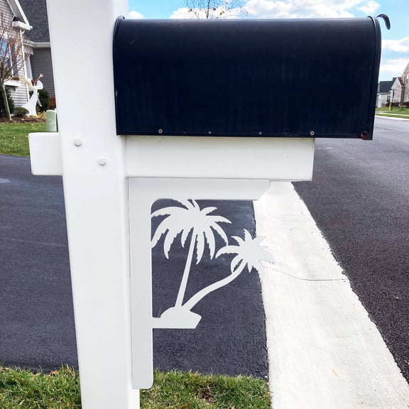 JennyGems Palm Trees Mailbox and Decorative Porch Bracket, 16 Inch, Beach Coastal Theme
