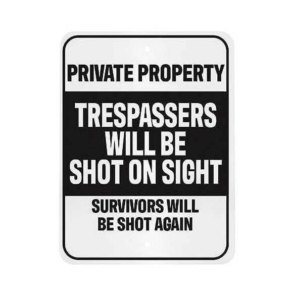 JennyGems Private Property Sign, No Trespassing, Funny Man Cave Decor, Sarcastic Humor Gifts, 9 x 12 Metal Indoor Outdoor, Made in USA