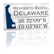 JennyGems Rehoboth Beach Delaware Gifts, Delaware Souvenirs, Compass Coordinates Delaware Sign, Beach Decor, Made in USA