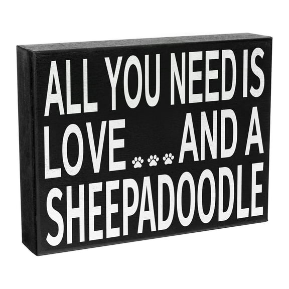 JennyGems Sheepadoodle Gifts, All You Need Is Love and a Sheepadoodle Wooden Sign, Sheepadoodle Dog Mom, Sheepadoodle Decor