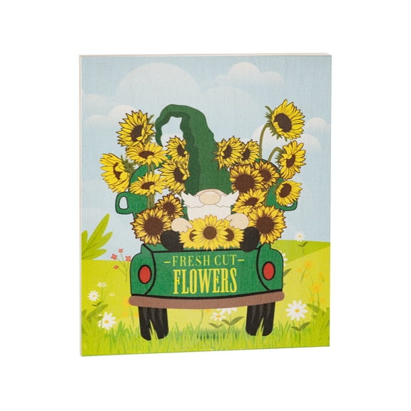 JennyGems Spring Decorations, Sunflower Spring Gnome Wooden Sign, Spring Wall Decor, Made in USA