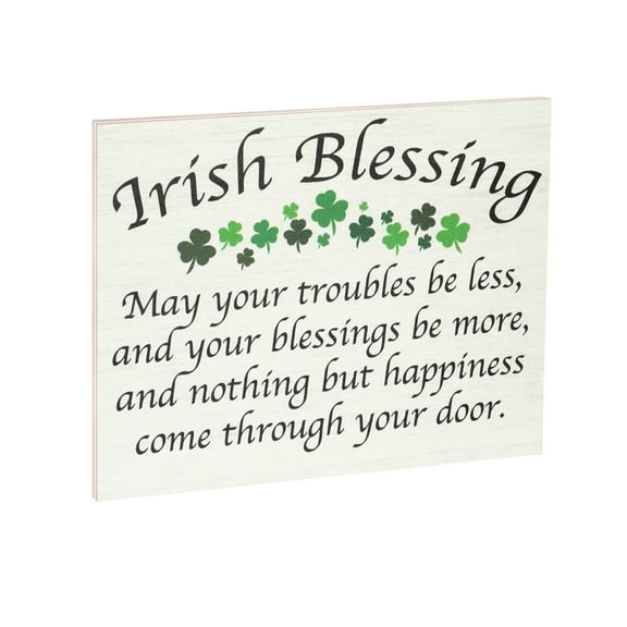 JennyGems St Patricks Day Decor, Irish Blessing Sign, May Your Troubles Be Less and Your Blessings Be More, Irish Prayer, Irish Decor, 7.25 x 6 Hanging Wood Sign