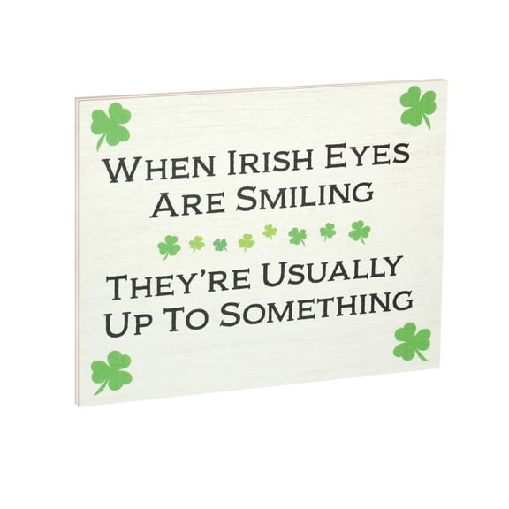 JennyGems St Patricks Day Decor, When Irish Eyes Are Smiling Irish Sign, St Patricks Day Wooden Sign, Irish Decorations for Home, 7.25 x 6 Inch