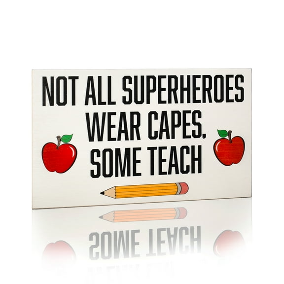 JennyGems Teacher Gifts for Women, Men, Not All Superheroes Wear Capes, Some Teach Wall Art Sign, Teacher Appreciation Gifts, Gifts for Teachers, Teacher Plaques, Christmas Gifts