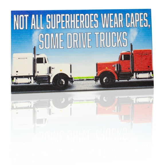 JennyGems Truck Driver Gifts, Gift for Truckers, Truck Driver Sign, Not All Superheroes Wear Capes Some Drive Trucks Sign, 9.5x5.5, Made in USA