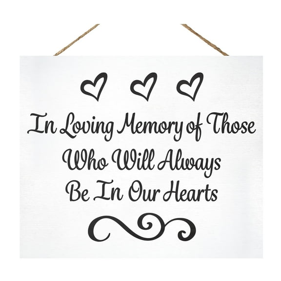 JennyGems Wedding Memorial Sign, In Remembrance Sign, In Loving Memory, Memorial Wedding Sign, In Memory of Loved One, Family Reunion Sign, Memory Table Sign for Wedding, 10x12 Inch Wood Sign (White)