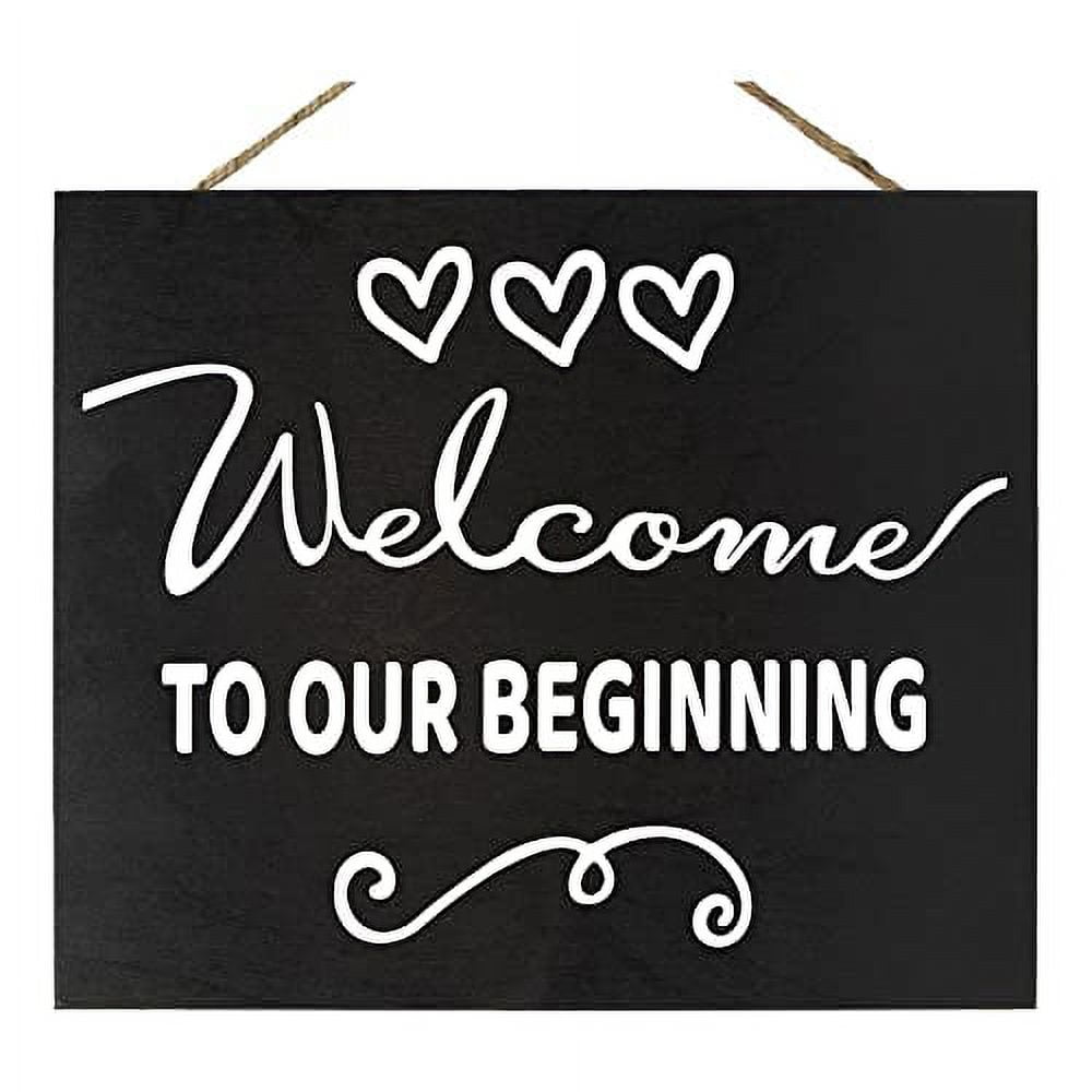 JennyGems Welcome To Our Beginning Wood Hanging Sign - Walmart.com