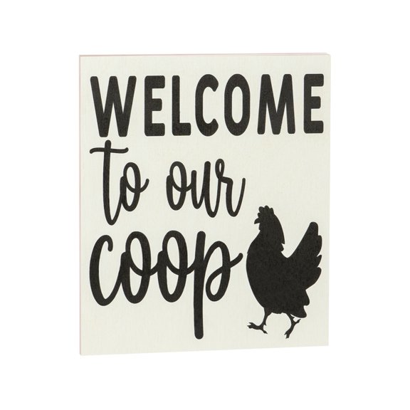 JennyGems Welcome To Our Coop Wooden Sign, Chicken Signs for Chicken Lovers, Farmhouse Decor Wall Hanging, Made in USA