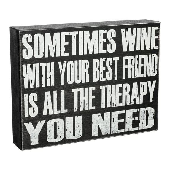 JennyGems Wine and Friends Gifts, Sometimes Wine With Your Best Friend Is All the Therapy You Need, Best Friend Wine Gifts, Funny Friend Gifts, Birthday Gifts for Women, Wine Decor Sign, BFF Gifts