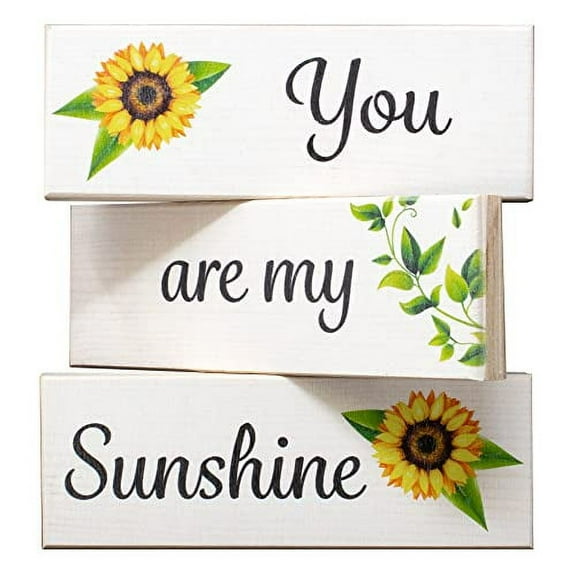 JennyGems You Are My Sunshine Wood Block Signs, 5.5x2 Inch, Sunflower Decor, Farmhouse Decor