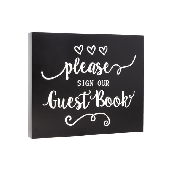 JennyGemsGuestbook Sign, Wedding Signs, Guest Book Table Sign, 10x12 Inch Wood Sign, Wedding Reception Decor, Guestbook Sign for Showers, Weddings, Party (Black)