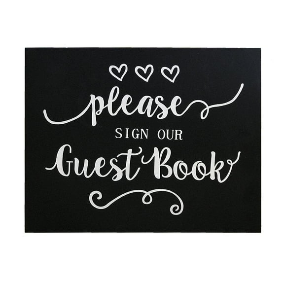 JennyGemsGuestbook Sign, Wedding Signs, Guest Book Table Sign, 10x12 Inch Wood Sign, Wedding Reception Decor, Guestbook Sign for Showers, Weddings, Party (Black)