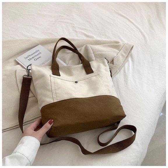 JennyShop Canvas Bag Korean Version Large Capacity Shoulder Casual Tote Bag Crossbody Versatile Student Class Tote Women's Bag
