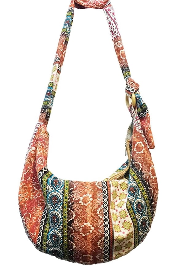 JennyShop Canvas Purse Cotton Satchel, Pretty Shoulder Bag for Women,Hippie Crossbody Bagm,Bohemian Handbag Printed Pattern Hobo Bag