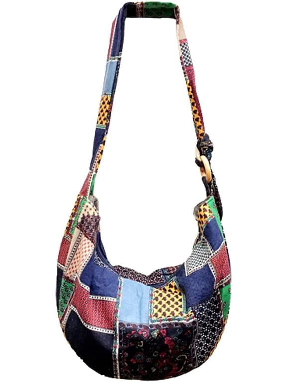 JennyShop Canvas Purse Cotton Satchel, Pretty Shoulder Bag for Women,Hippie Crossbody Bagm,Bohemian Handbag Printed Pattern Hobo Bag