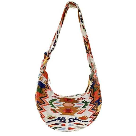 JennyShop Canvas Purse Cotton Satchel, Pretty Shoulder Bag for Women,Hippie Crossbody Bagm,Bohemian Handbag Printed Pattern Hobo Bag