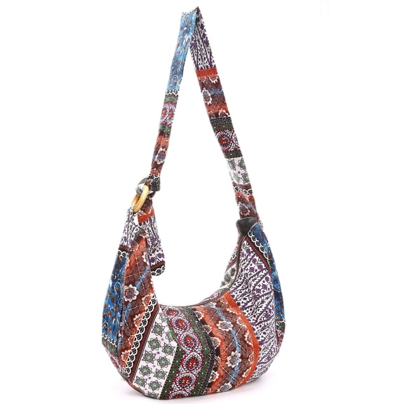 JennyShop Canvas Purse Cotton Satchel, Pretty Shoulder Bag for Women,Hippie Crossbody Bagm,Bohemian Handbag Printed Pattern Hobo Bag